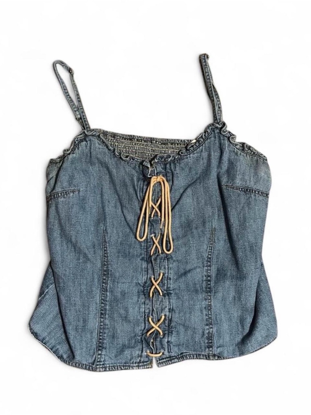 Faded Glory Denim Lace-Up Cami Top